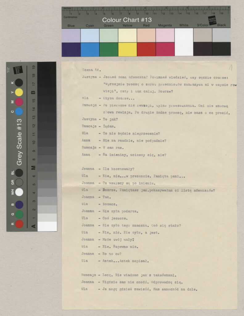 Maszynopis z dialogami do filmu Krzysztofa Kieślowskiego "Bez końca".