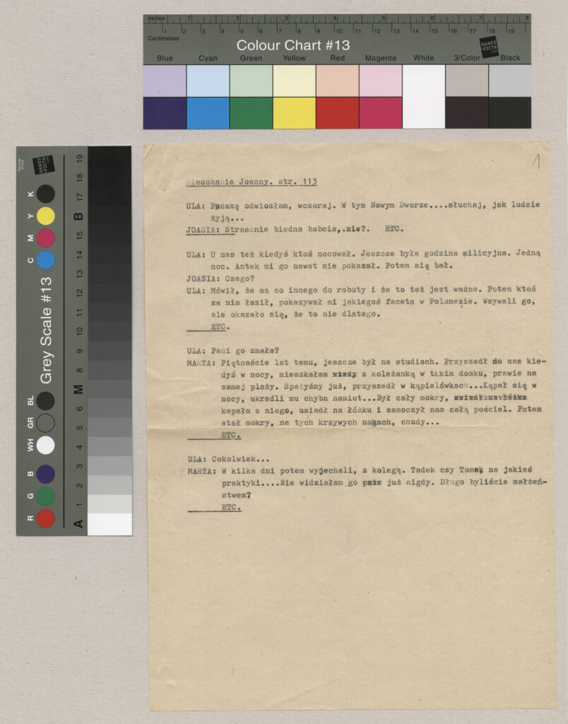 Maszynopis z dialogami do filmu Krzysztofa Kieślowskiego "Bez końca".
