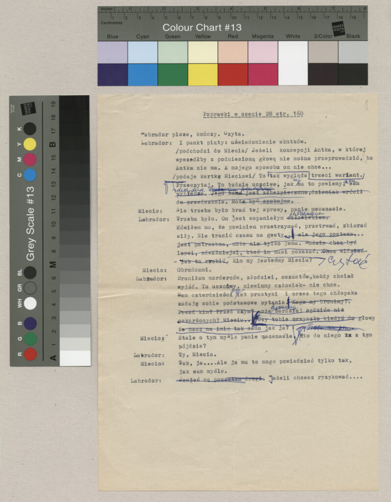 Maszynopis z poprawkami do filmu Krzysztofa Kieślowskiego "Bez końca".