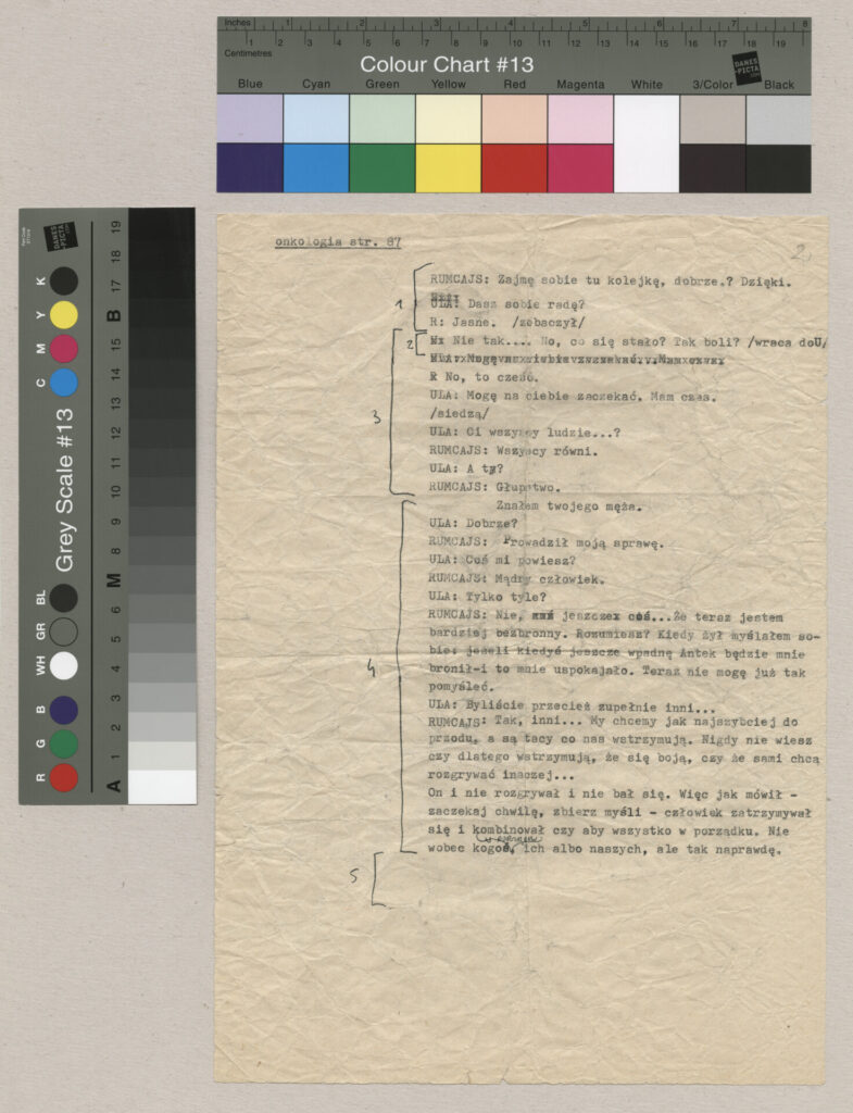 Maszynopis z dialogami do filmu Krzysztofa Kieślowskiego "Bez końca".