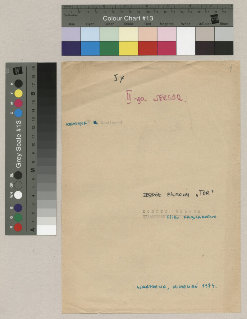 Maszynopis ze scenariuszem do filmu Krzysztofa Kieślowskiego "Blizna".