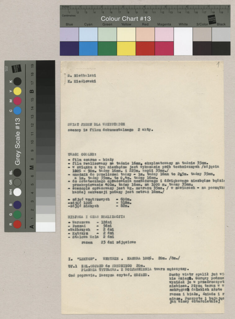 Kopia maszynopisu ze scenopisem do filmu Krzysztofa Kieślowskiego "Byłem żołnierzem".