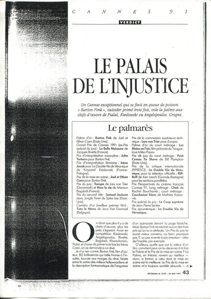 Czarno-biały artykuł prasowy z tekstem w języku francuskim.