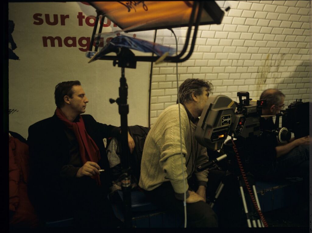 The crew on set in the Paris metro.