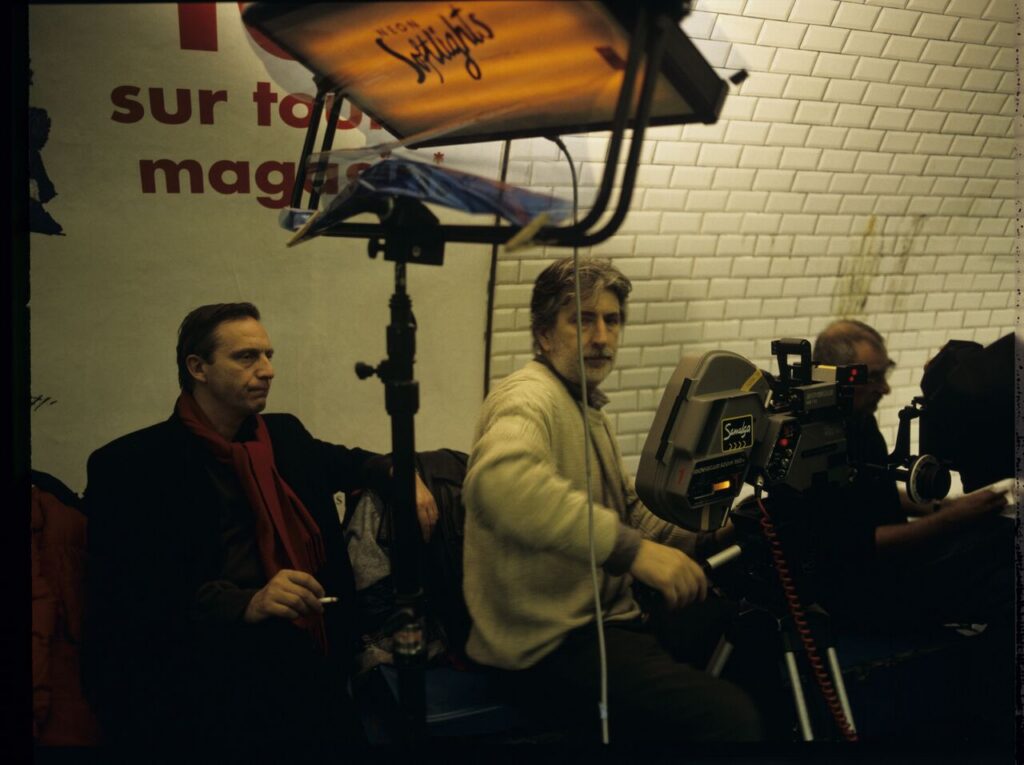 The crew on set in the Paris metro.