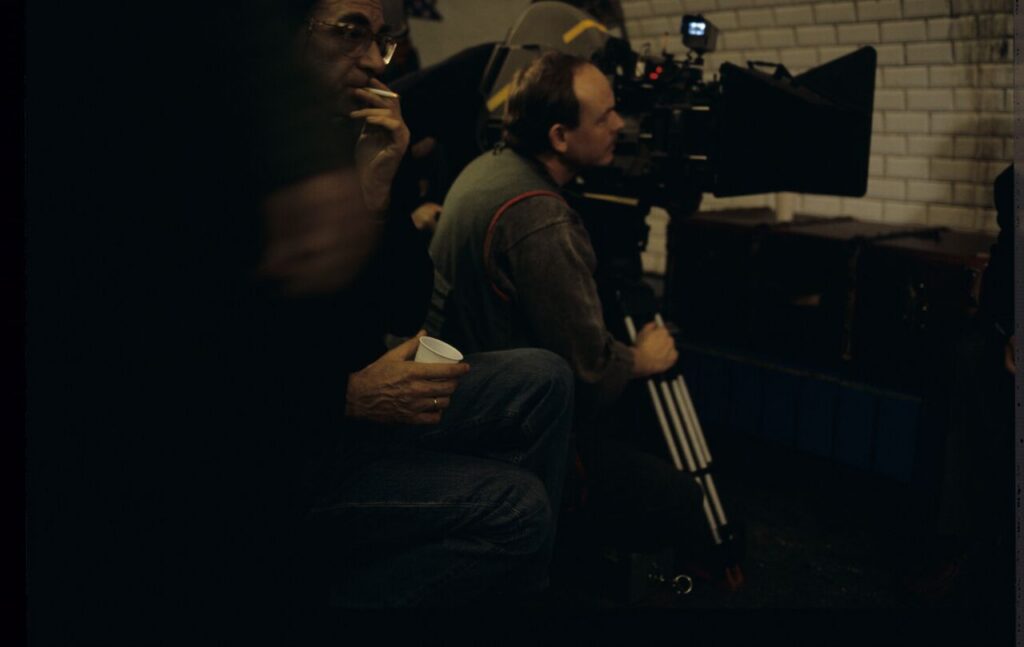 The crew on set in the Paris metro.