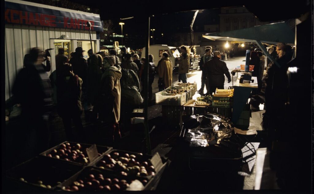 Filming set in front of the currency exchange office.