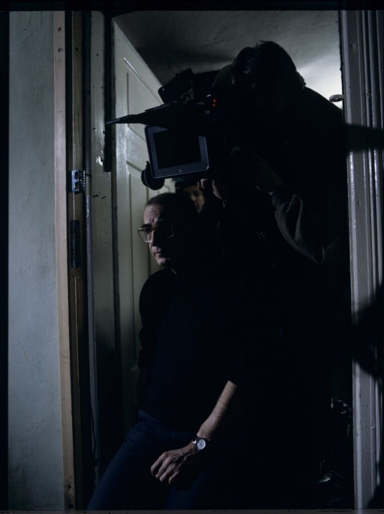 Krzysztof Kieślowski (director) and Edward Kłosiński (cinematographer) working on the set.