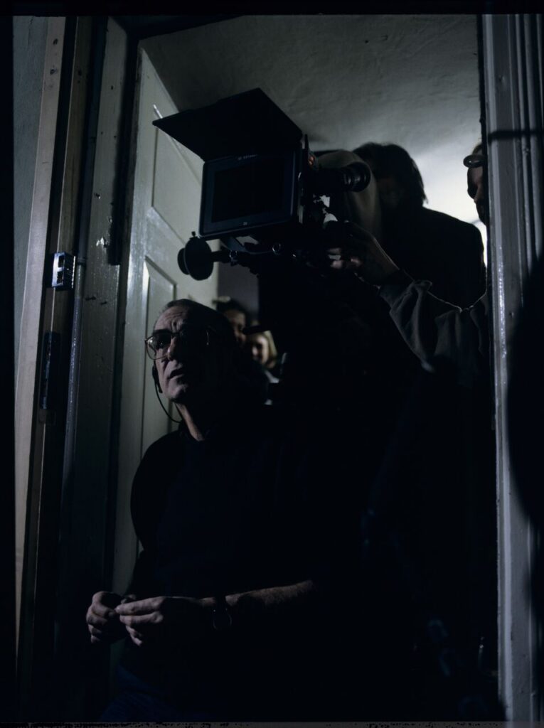 Krzysztof Kieślowski (director) and Edward Kłosiński (cinematographer) working on the set.