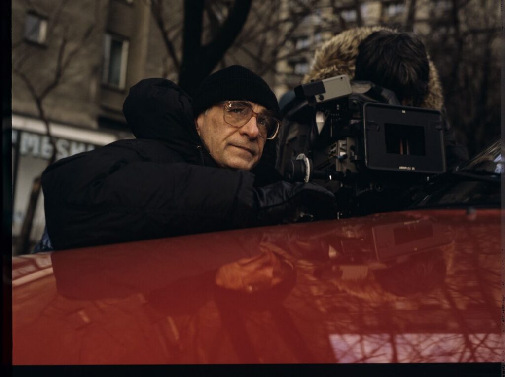 Krzysztof Kieślowski (director) and Edward Kłosiński (cinematographer) working on the set.