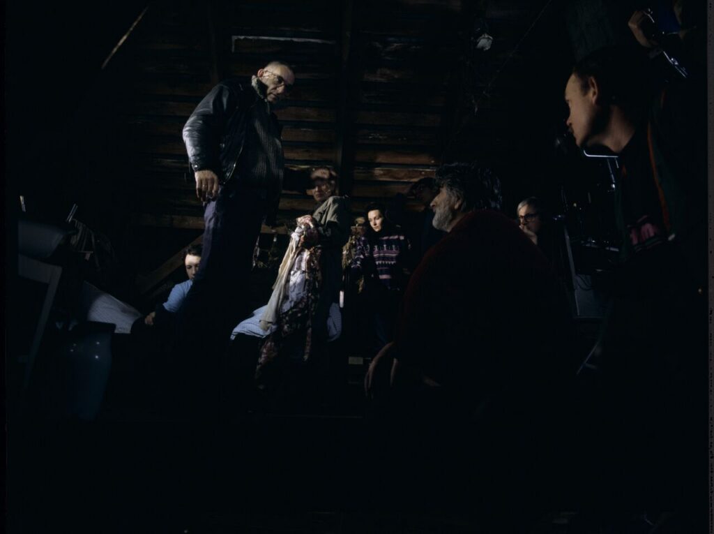 The crew on set at the home of the farmer from whom Karol bought the land.