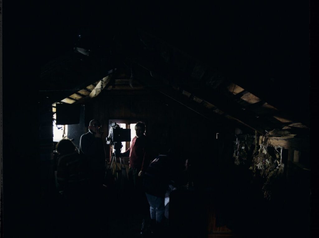 The crew on set at the home of the farmer from whom Karol bought the land.