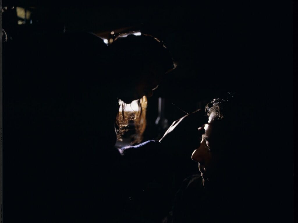 Zbigniew Zamachowski (playing the role of Karol) during make-up.