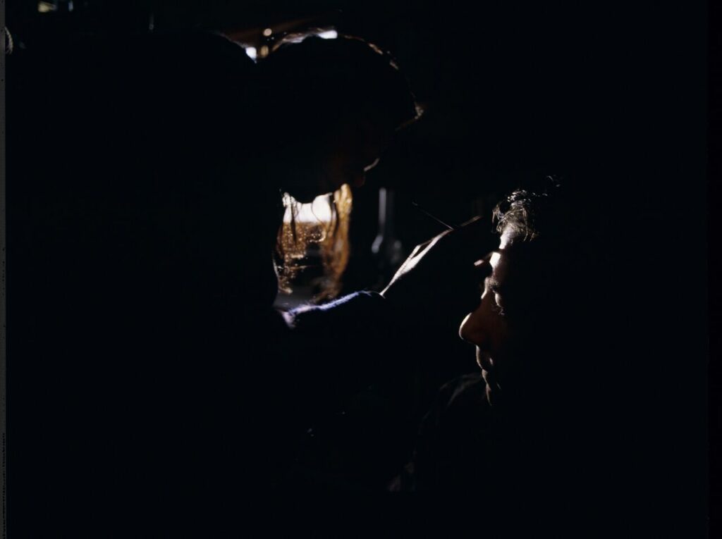 Zbigniew Zamachowski (playing the role of Karol) during make-up.