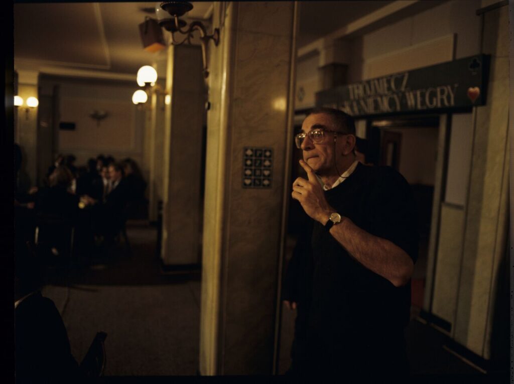 Krzysztof Kieślowski (director) on the set.
