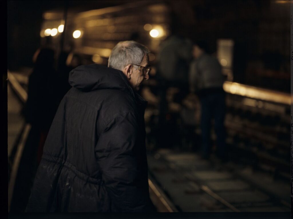 Krzysztof Kieślowski (director) in the Warsaw metro underground.