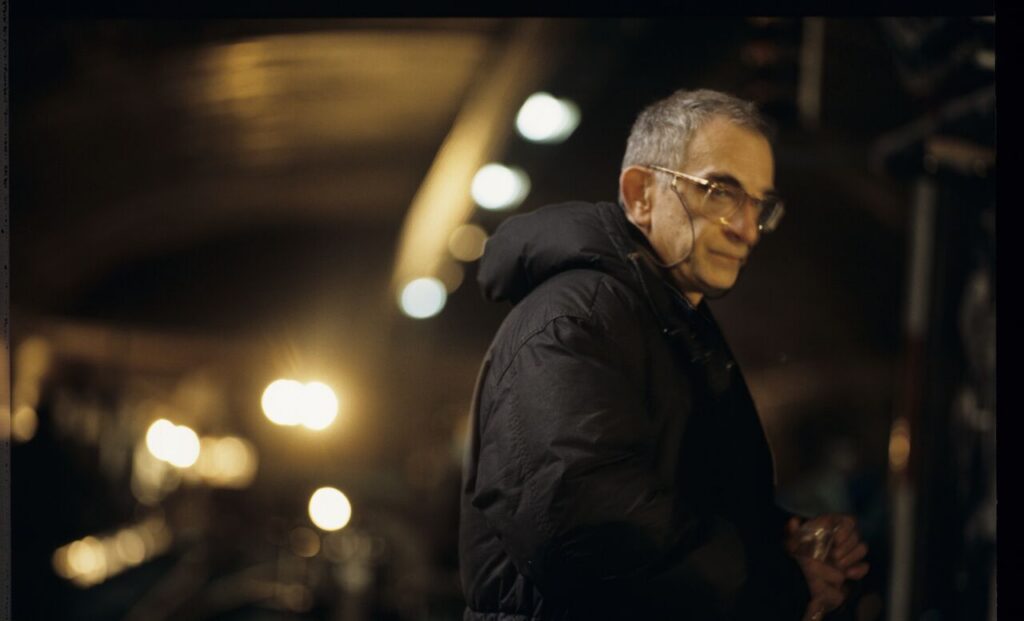 Krzysztof Kieślowski (director) in the Warsaw metro underground.