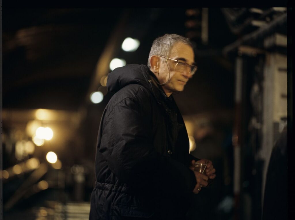 Krzysztof Kieślowski (director) in the Warsaw metro underground.