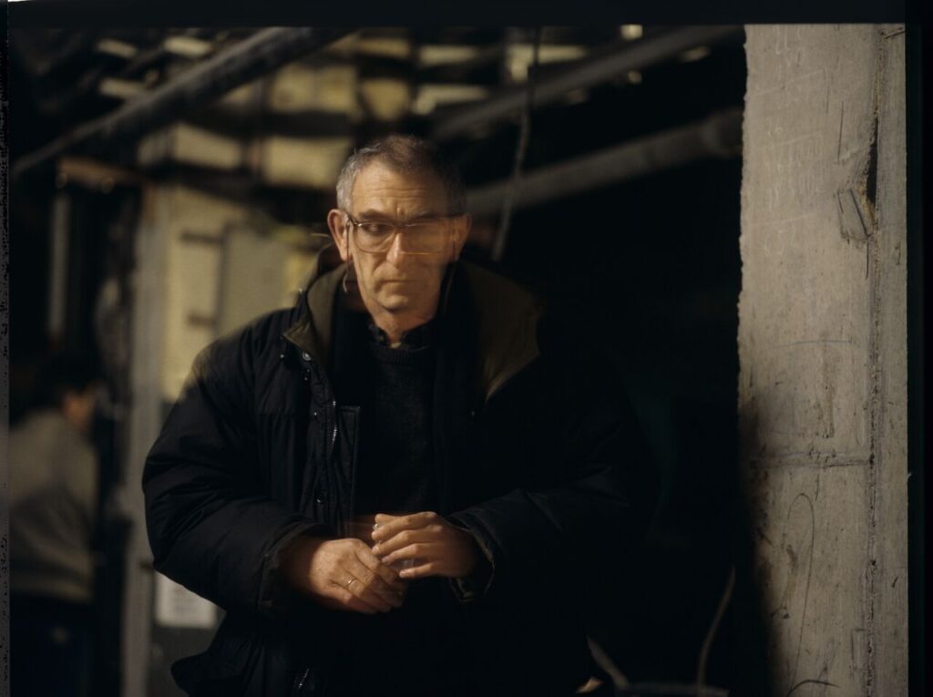 Krzysztof Kieślowski (director) in the Warsaw metro underground.
