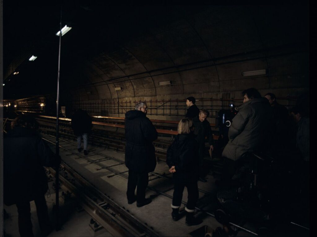 The crew on set in in the Warsaw metro underground.