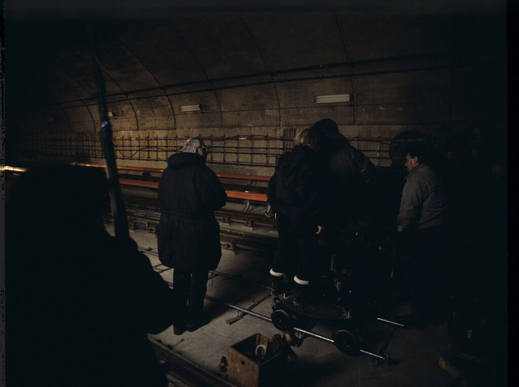 The crew on set in in the Warsaw metro underground.