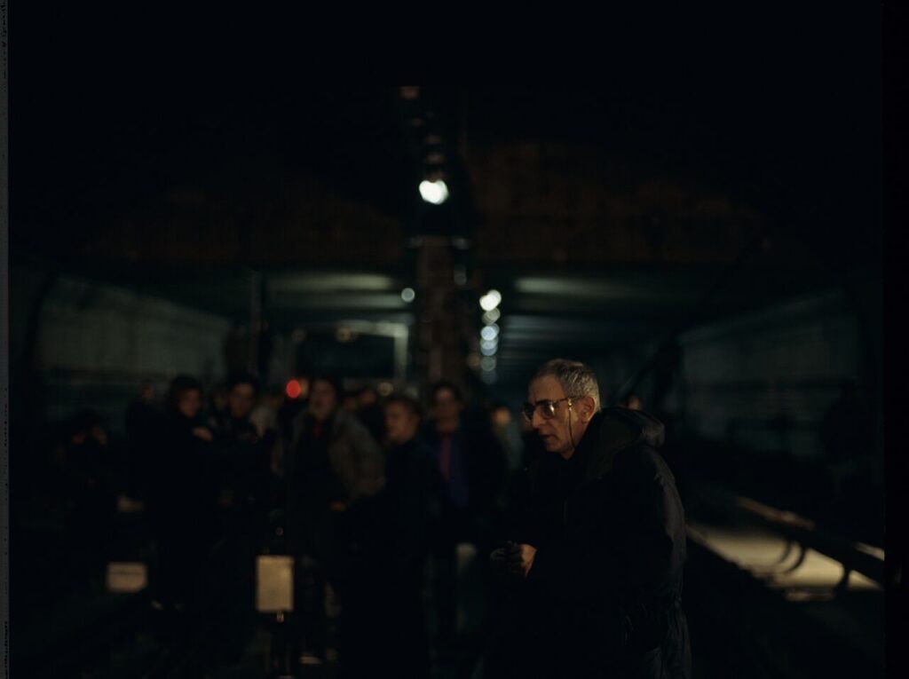 The crew on set in in the Warsaw metro underground.