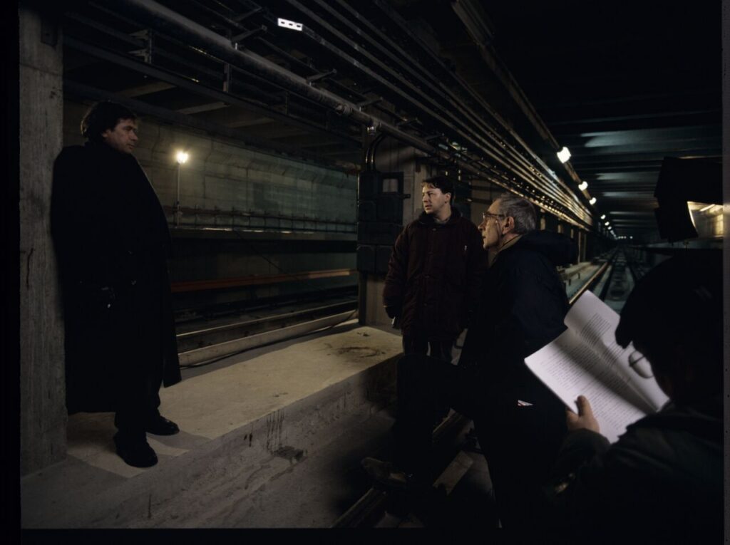 On set in the basement of the Warsaw metro under construction.