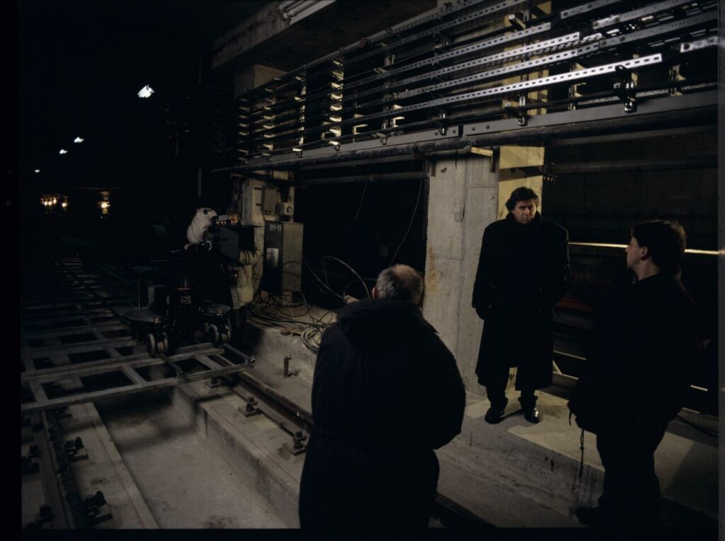 On set in the basement of the Warsaw metro under construction.