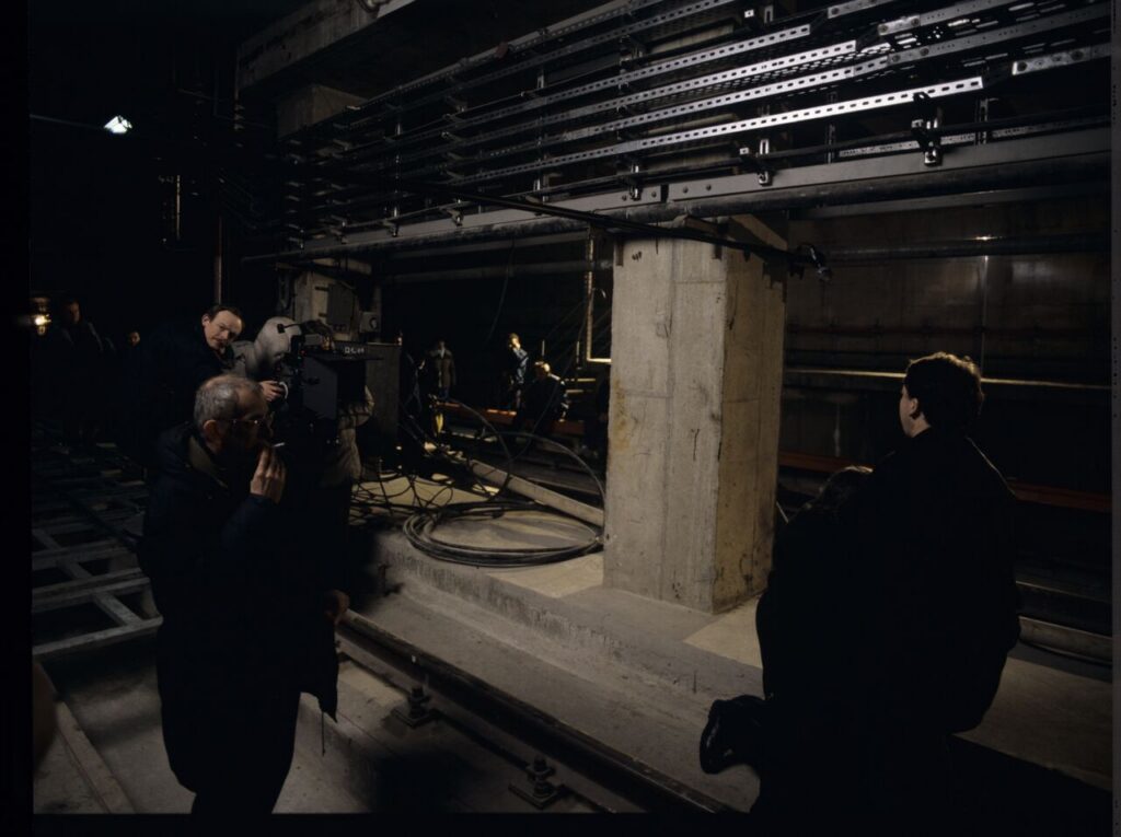 On set in the basement of the Warsaw metro under construction.