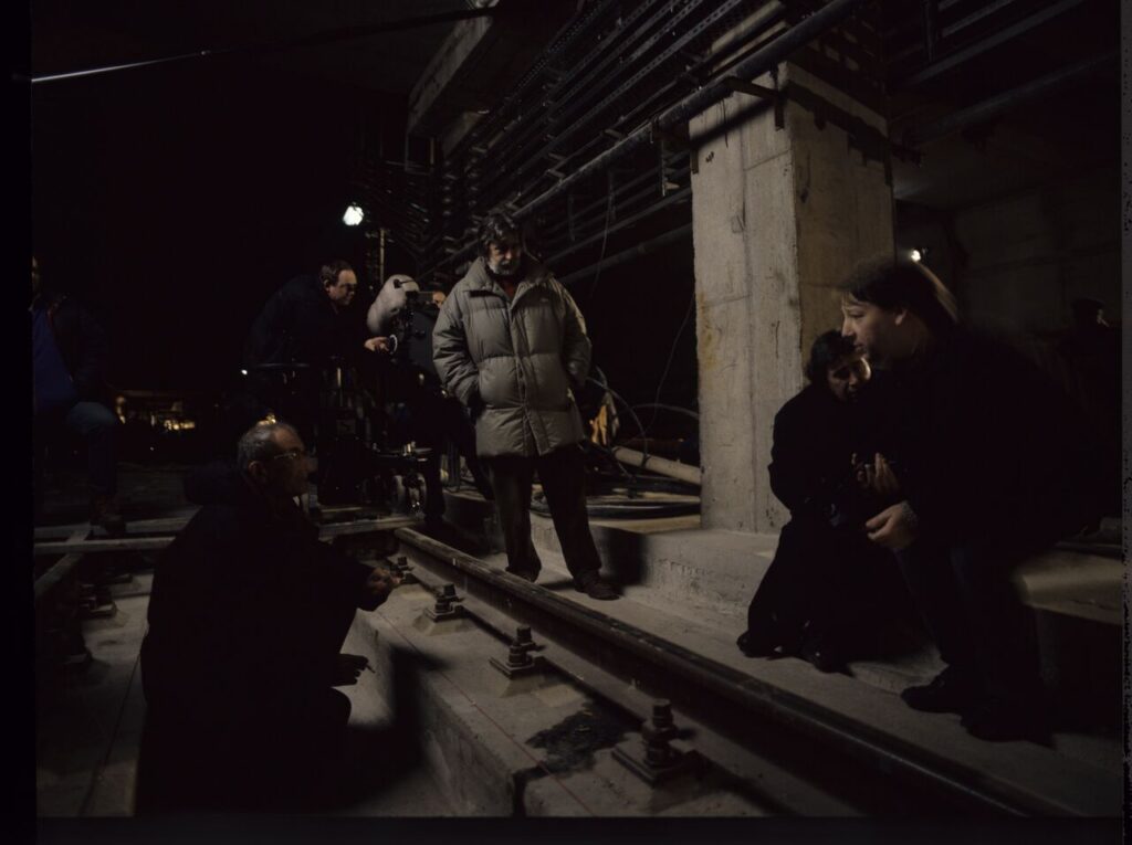 On set in the basement of the Warsaw metro under construction.