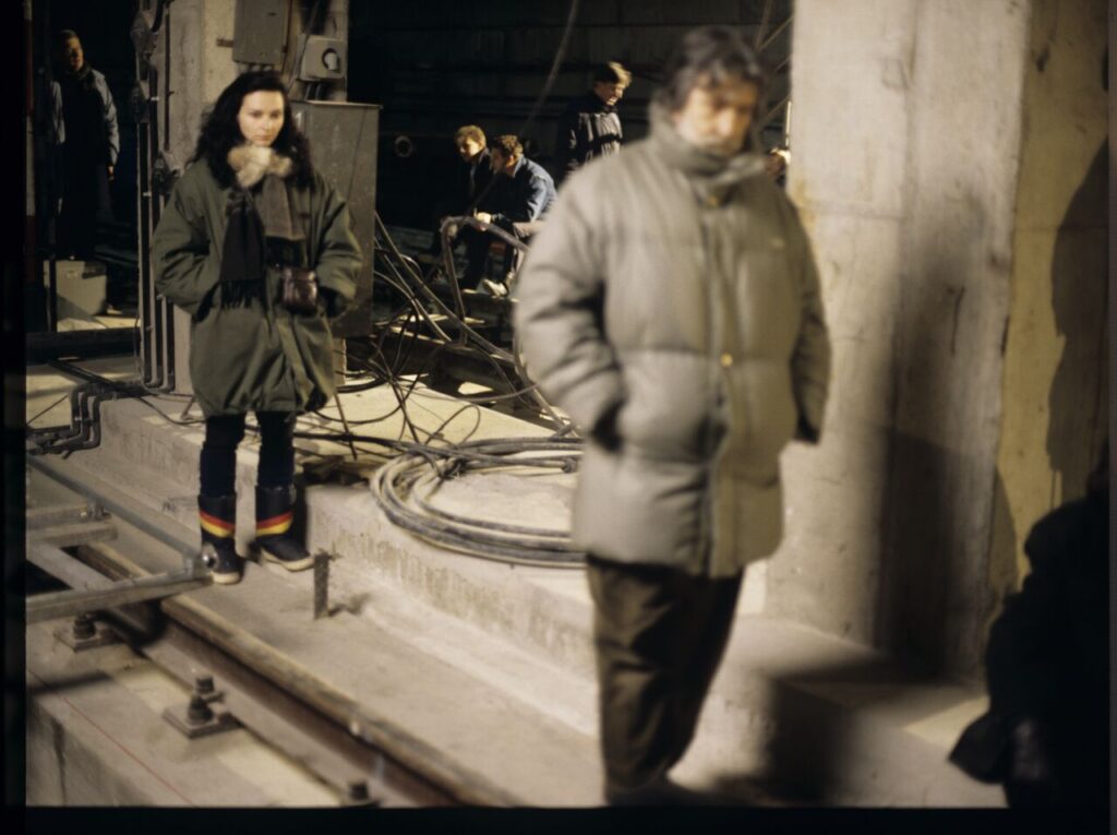 On set in the basement of the Warsaw metro under construction.