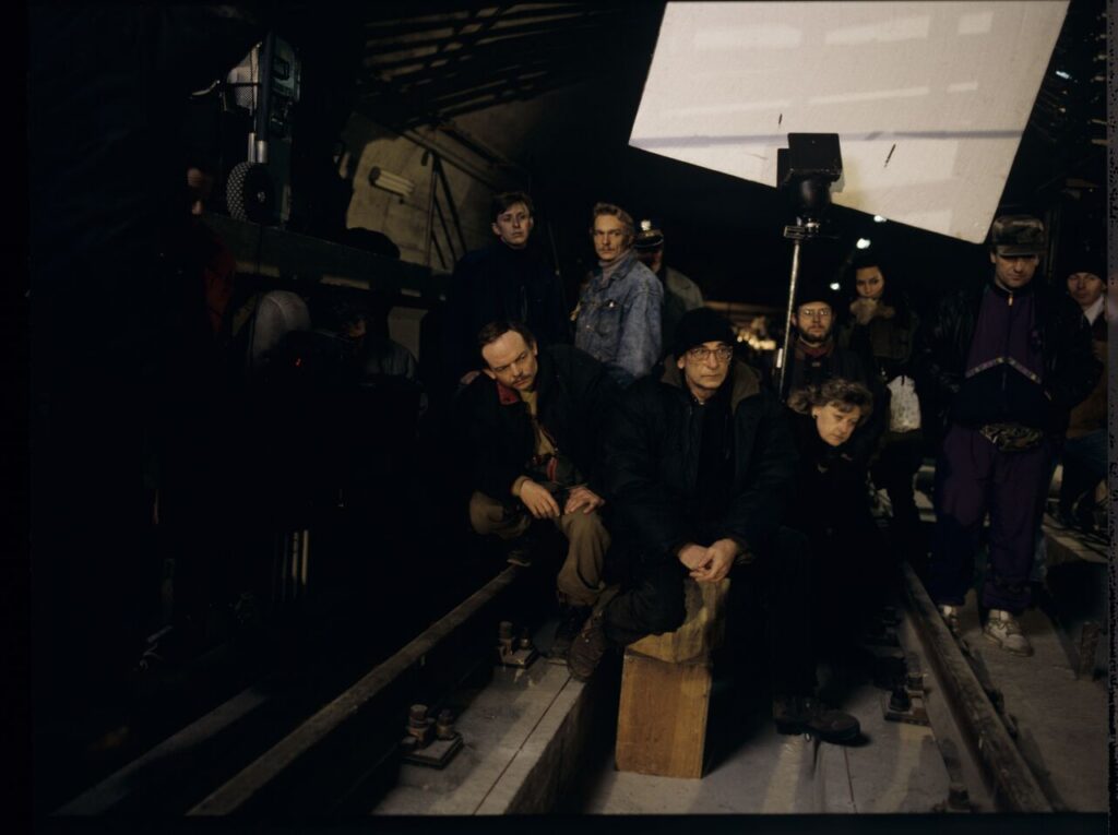 On set in the basement of the Warsaw metro under construction.