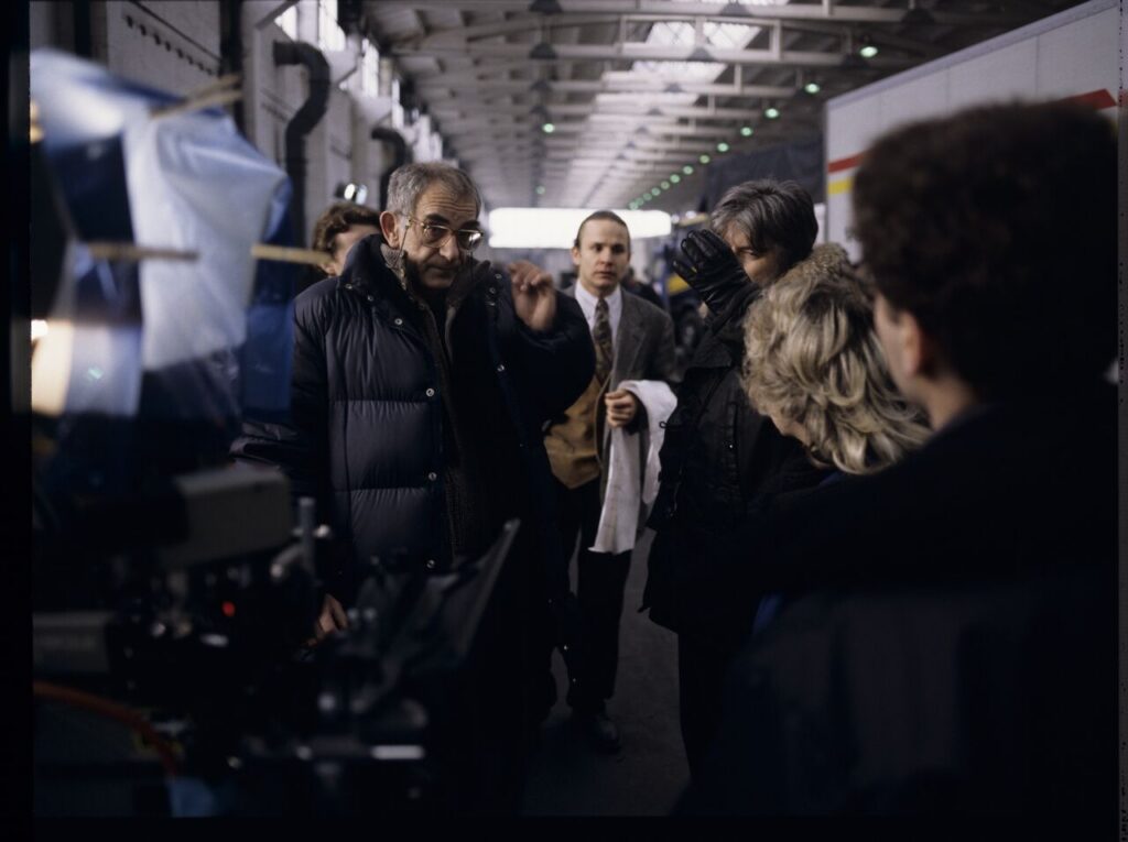 The crew preparing to film scenes at the headquarters of Karol's new company.