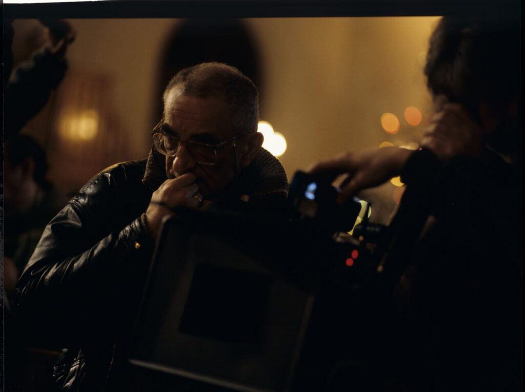 Krzysztof Kieślowski (director) and Edward Kłosiński (cinematographer) working on the set.