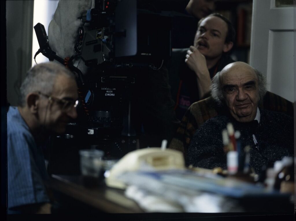 K. Kieślowski (director), H. Jedynak (assistant cinematographer), and A. Bardini - who played the notary on the set.