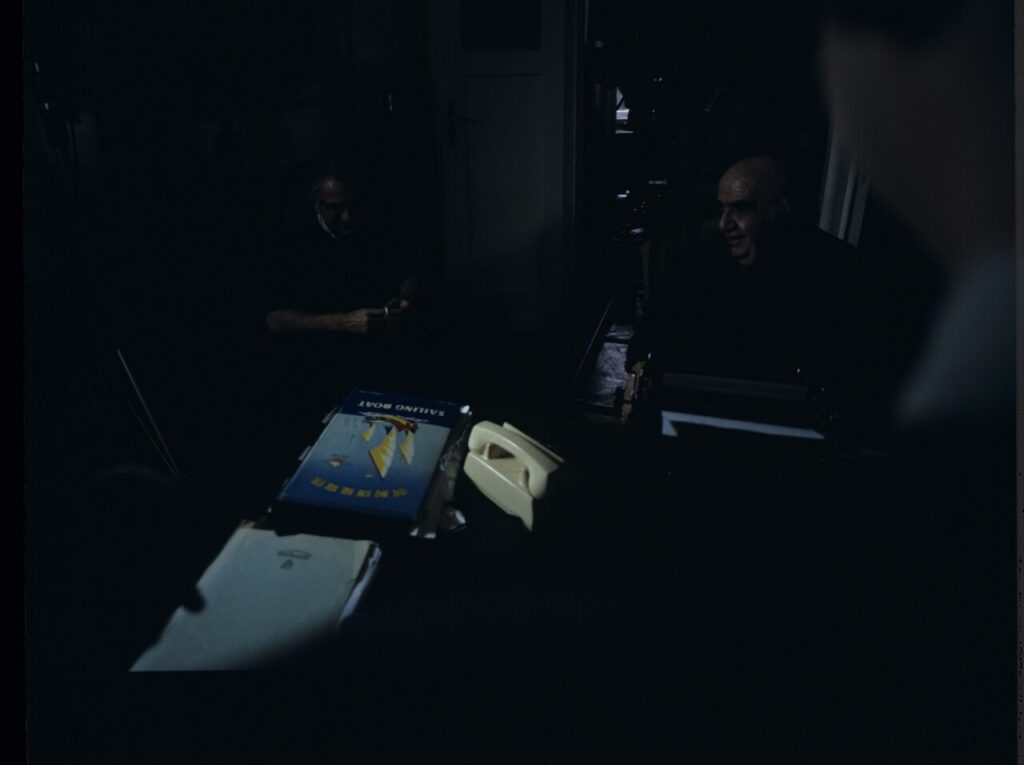 Filming a scene in the notary's office.