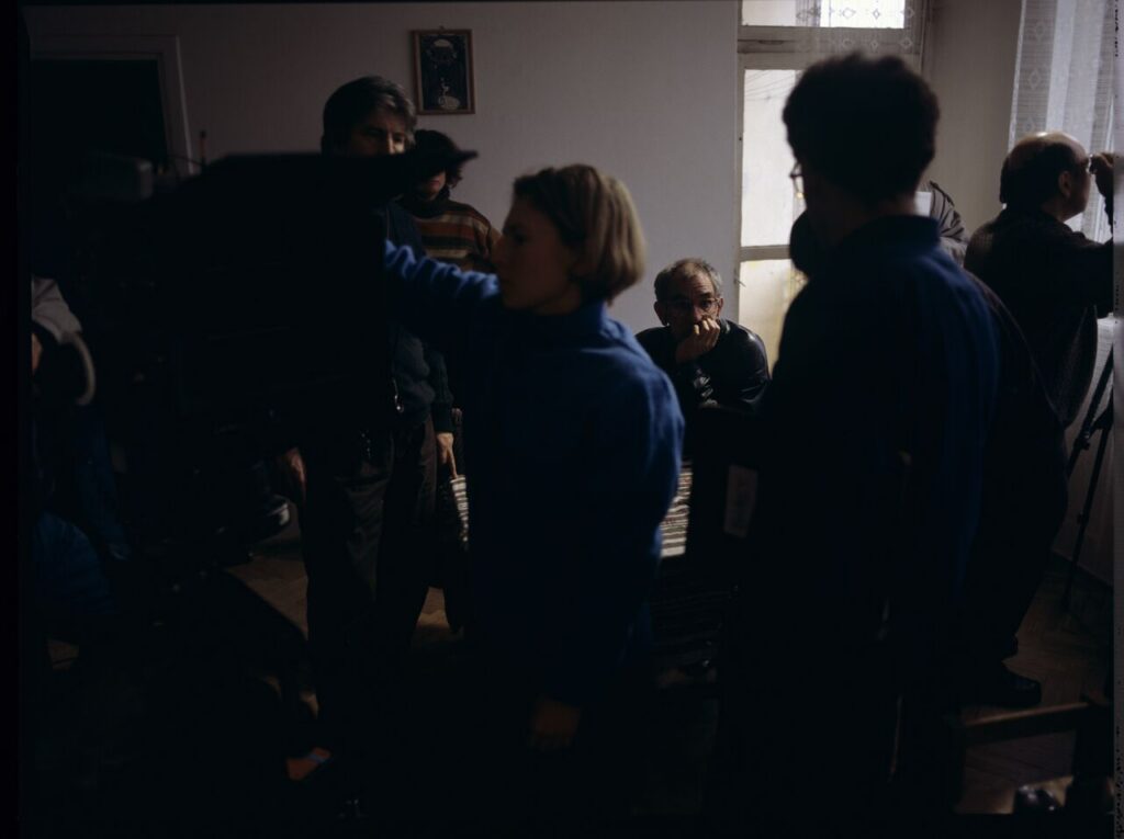 The crew preparing for work on the set.