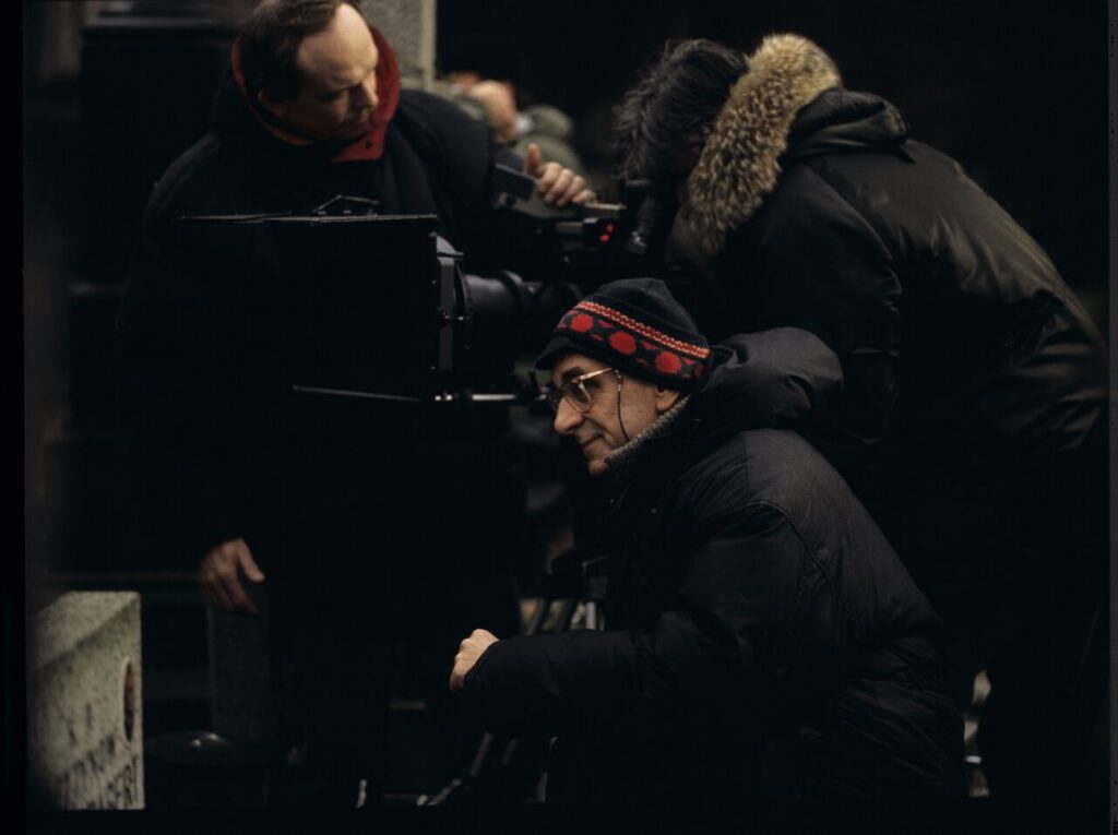 Krzysztof Kieślowski, Henryk Jedynak, and Edward Kłosiński working on the set. The cemetery scene.