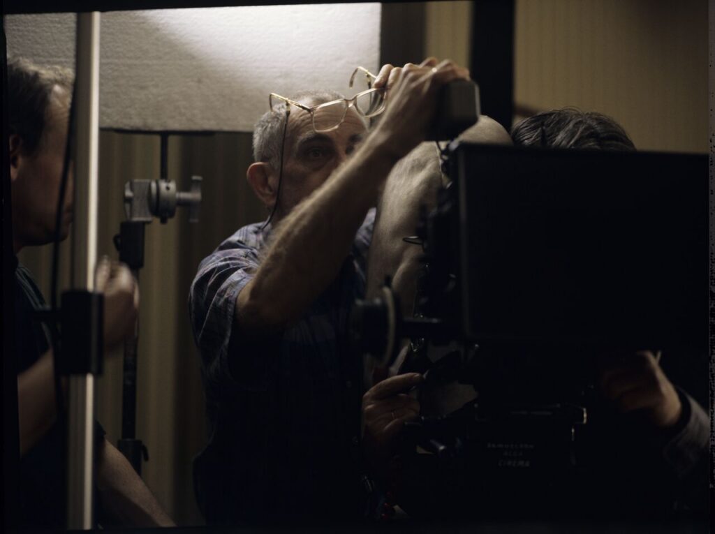 Krzysztof Kieślowski (director) and others working on the set.