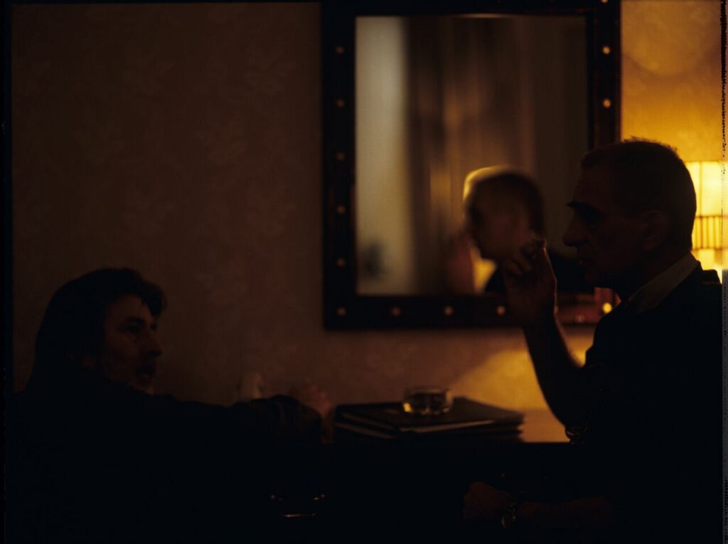 Krzysztof Kieślowski (director) and Edward Kłosiński (cinematographer) on the set.