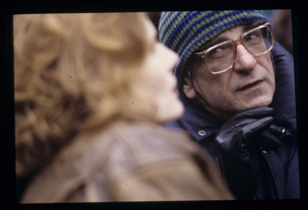 Grażyna Szapołowska and Krzysztof Kieślowski on the set.