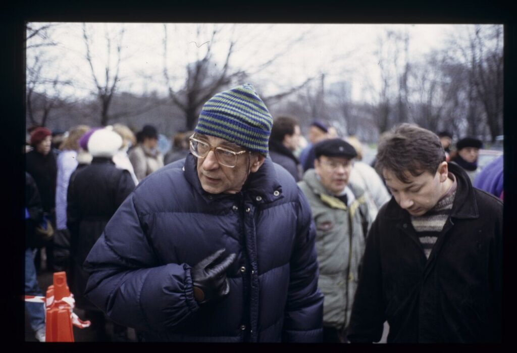 Krzysztof Kieślowski (director) and others on the set.