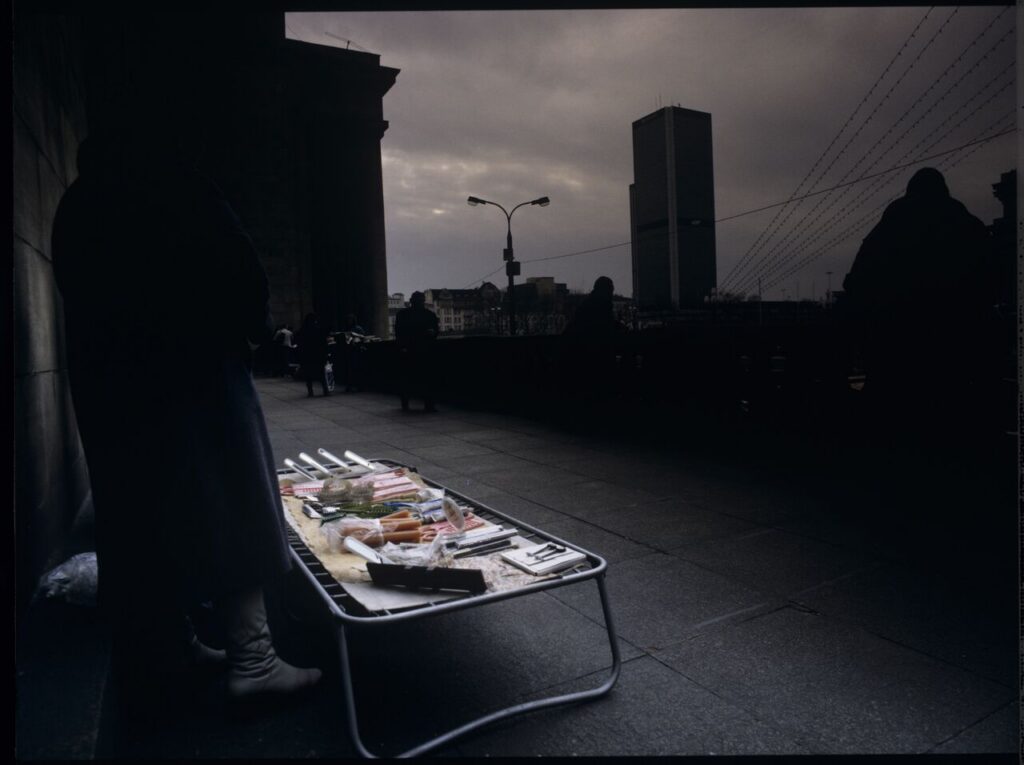 The bazaar in front of the Palace of Culture and Science in Warsaw, the meeting place of the film's characters.