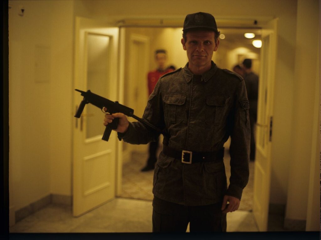 Roman Gren (translator) is an extra in the photo as a police officer in the scene where Dominique is arrested.