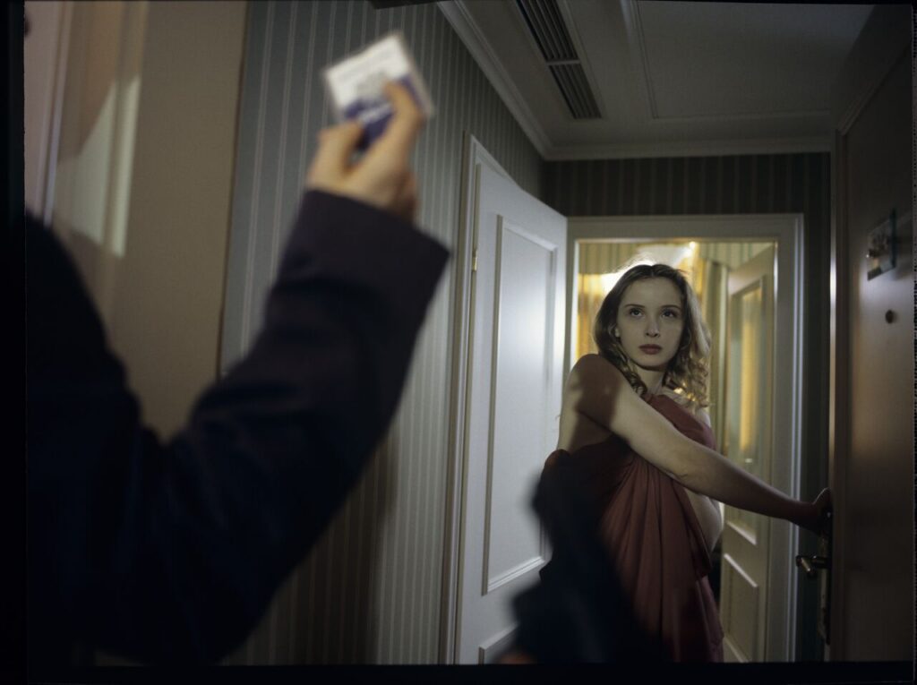 Dominique (Julie Delpy) in the scene of her arrest by the police on suspicion of murdering her husband.