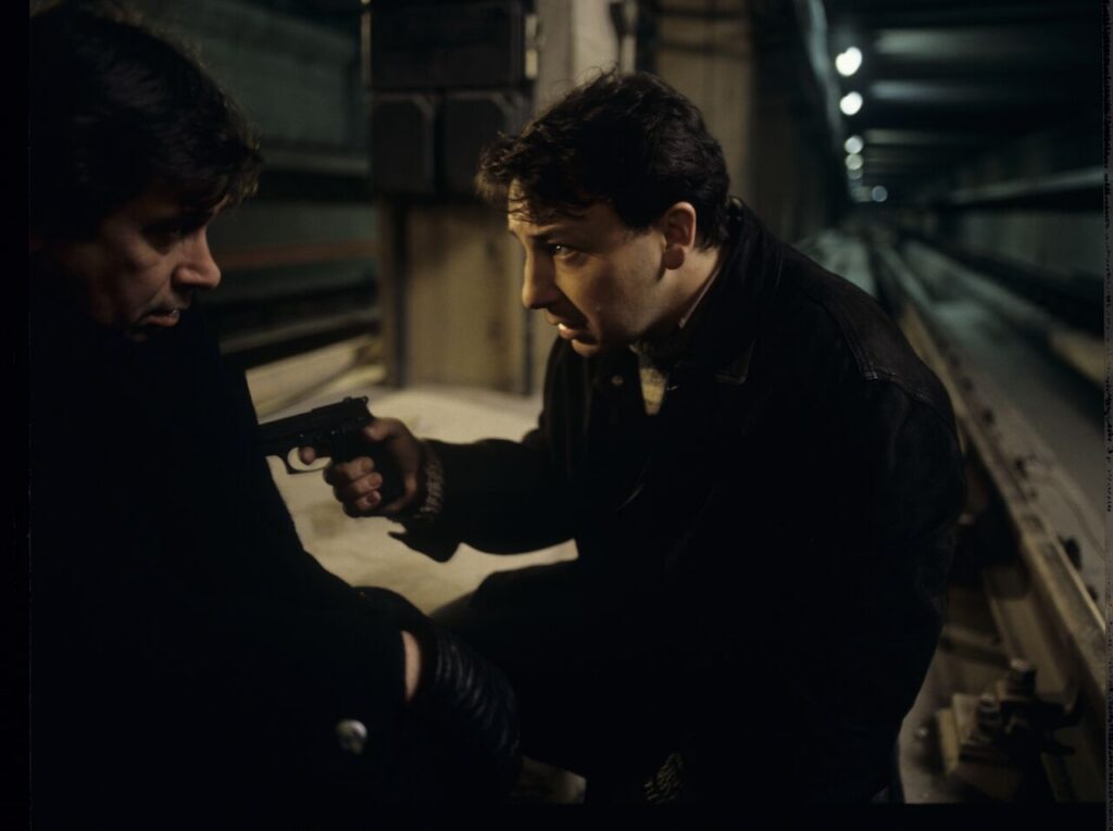 A scene in the underground Warsaw metro.