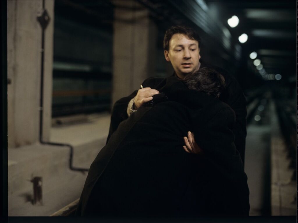 A scene in the underground Warsaw metro.