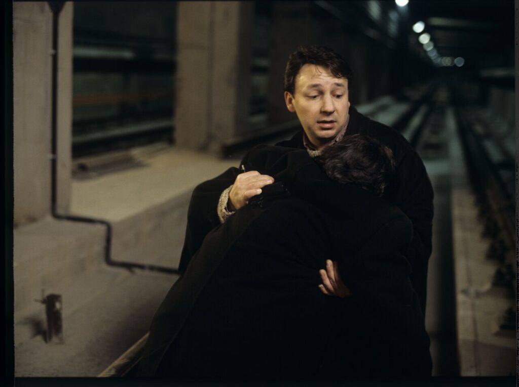 A scene in the underground Warsaw metro.