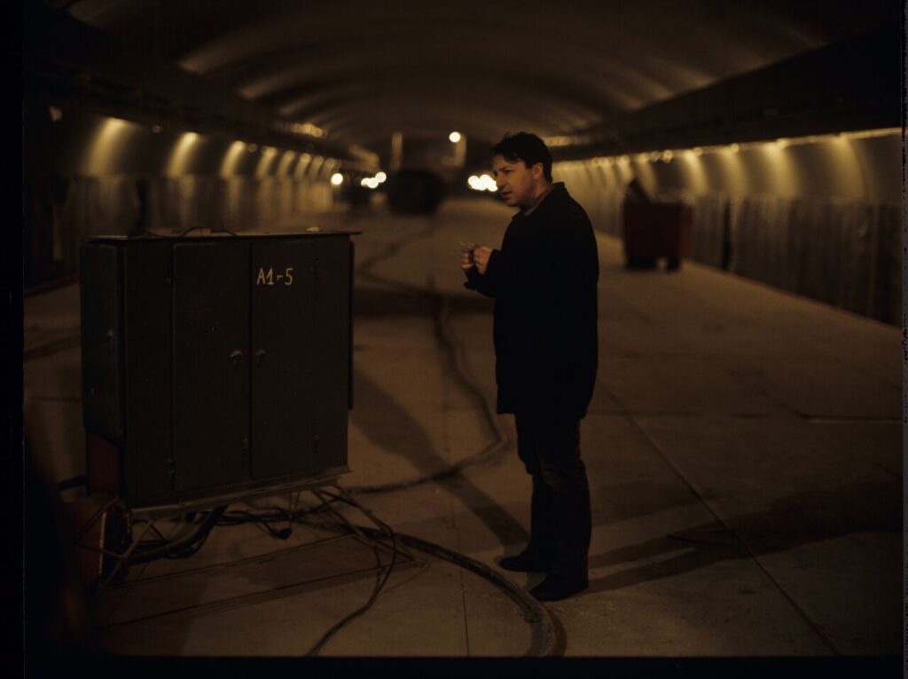 Zbigniew Zamachowski (playing the role of Karol) in the basement of the Warsaw metro under construction.