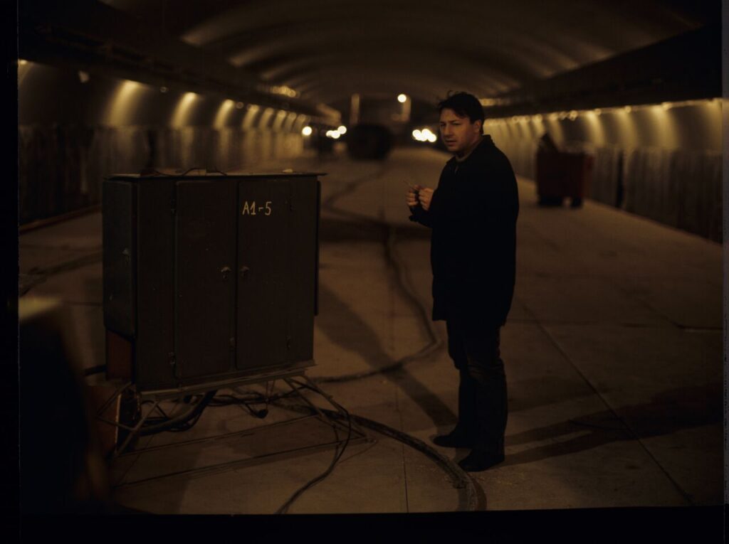 Zbigniew Zamachowski (playing the role of Karol) in the basement of the Warsaw metro under construction.